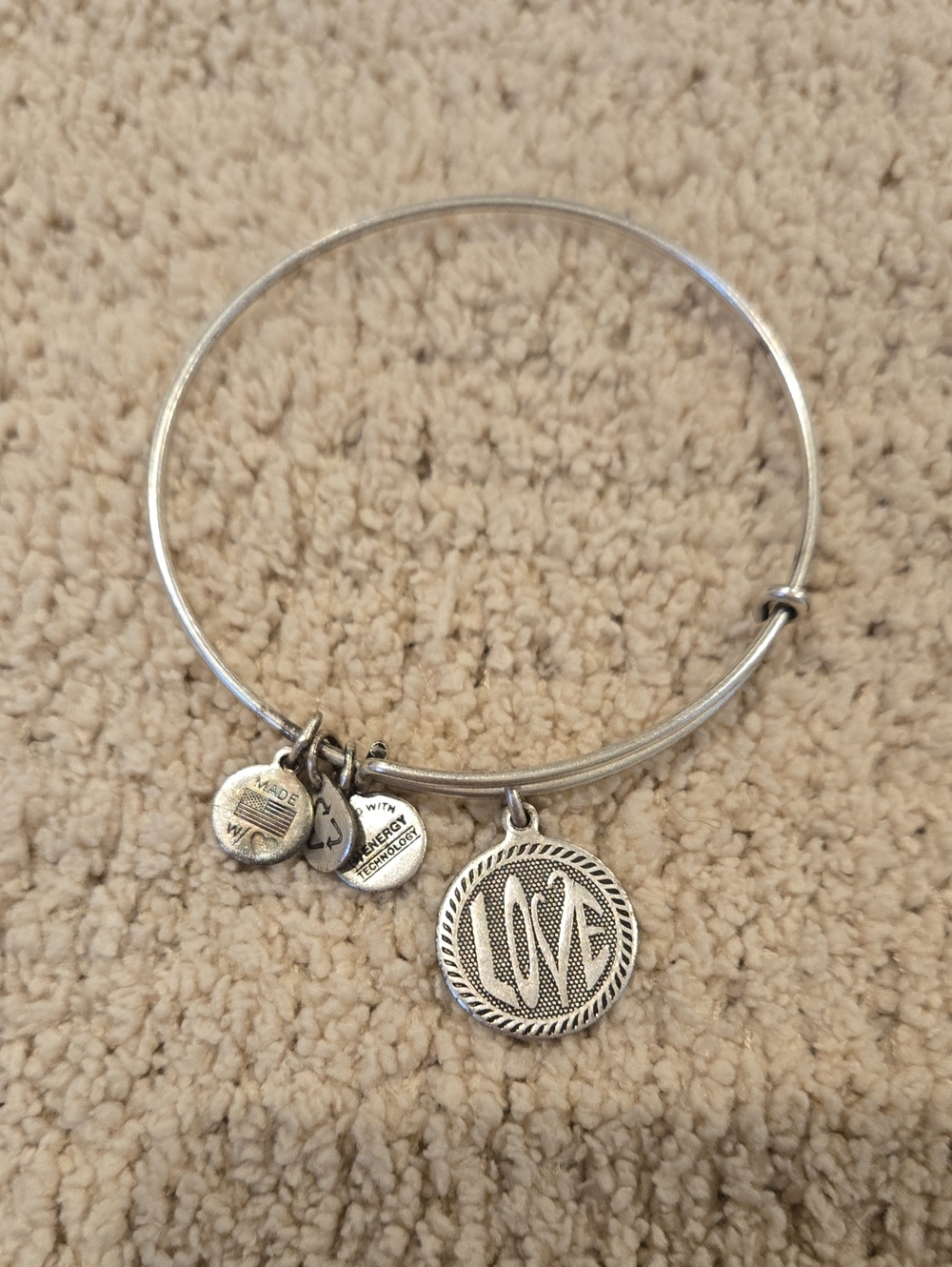 Alex and Ani Silver Love Charm Bangle Bracelet